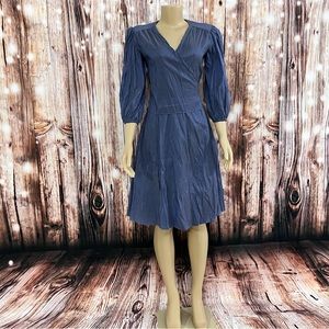 Calypso Christiane Celle Silk Wrap XS Blue Gray Crinkle Dress (orig $395)
